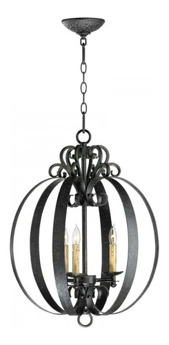 Hammered Bronze 3 Light Up Lighting Wrought Iron Pendant - Picture 1 of 1