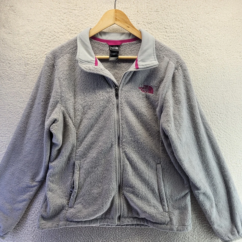 Chaqueta polar THE NORTH FACE para mujer grande gris Osito mullida peluche Sherpa cremallera completa