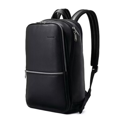 NEW!! Samsonite Classic Business Leather Slim Backpack -- Black