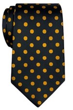 Classic Polka Dots Woven Microfiber Men's Tie Black With Gold Dots