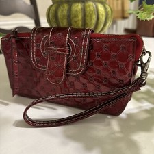 Vintage 1990s Red Mirrored Faux Leather Wristlet Wallet Purse