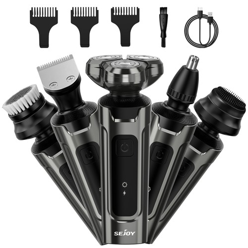 SEJOY 5in 1 Electric Rotary Shaver Beard Nose Hair Trimmer Wet Dry Razor for Men - Picture 31 of 61