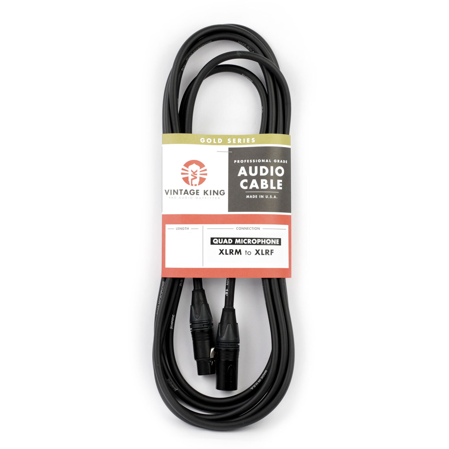 Четырехъядерный студийный микрофонный кабель Vintage King Gold Series - 25 (Демонстрационная версия)