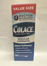 Colace Regular Strength Stool Softener 100 Capsules Exp:03/2026