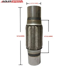2.25" 2 1/4" OD x 6" x 10" OL Stainless Exhaust Flex Pipe Double Braid Coupling