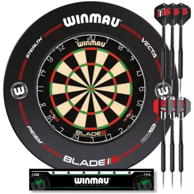 Winmau Blade 6 Profi Dartscheibe Surround Set mit Darts und Oche
