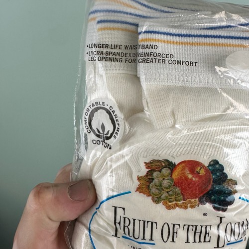 Fruit of the Loom slip vintage righe bianche blu giallo taglia 30-32 nuovo confezione da 3 - Foto 10 di 13