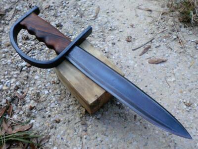 PERFECT 15'' HIGH CARBON STEEL BLACK CODING HUNTING DAGGER WITH LEATHER SHEATH