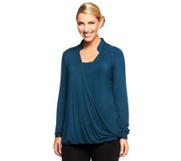 Kris Jenner Kollection Twist Front Hi-low Hem Knit Top Dark Teal Xxs A235749 Kris Jenner Kollection Twist Front Hi-low Hem Knit Top Dark Teal Xxs A235749