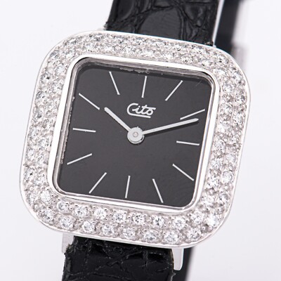 Cito 14 Karat Uhr 25 Mm Vintage Cito (Pforzheim) 64 Diamanten 1,03