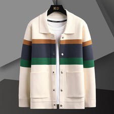 New Men's Cardigan Knitted Sweater Slim Fit Lapel Long Sleeved Sweater Jacket