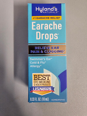 Hyland's Earache Drops, Natural Relief of Cold & Flu, White, 0.33 Fl Oz