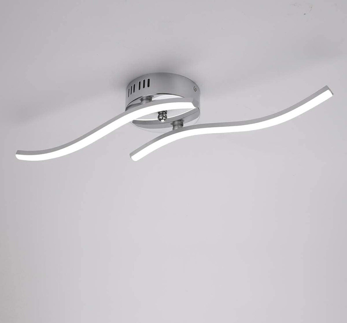 Plafoniera Led Soffitto, Lampada Luce Bianca, Interno, Onde Particolare, Moderna