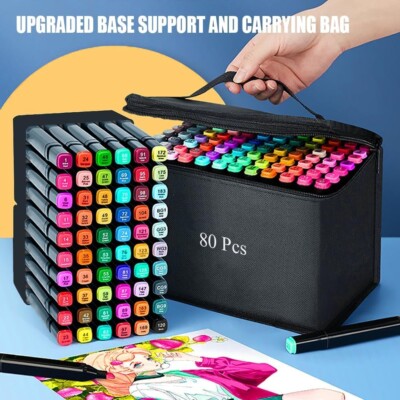 80 Colors Alcohol Based Markers Dual Tip Drawing Markers Set for