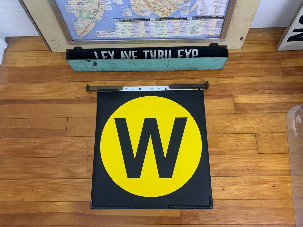 19X18 NY NYC SUBWAY ROLL SIGN COLLECTIBLE ROUTE INITIAL W OR M