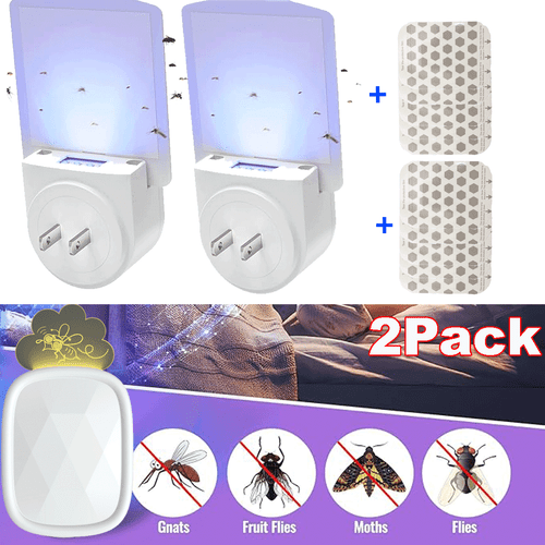 2PCS Flying Insect Trap,Bug Light Trap Indoor,Plug-in Mosquito Killer UV Light