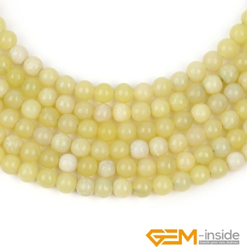 Natural Yellow Green Jade Gemstone Round Spacer Loose Beads For Jewellery Making - Bild 11 von 32