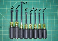 Klein Tools 631 set and 3/8 (6" shaft) SAE Nut Driver with Rubber Grip Handles