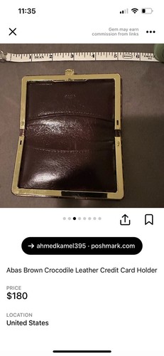 Abas Brown Crocodile Leather Credit Card Holder - Picture 10 of 11