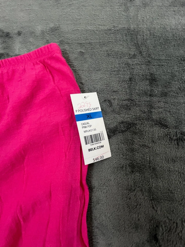 Minifalda Kim Rogers para mujer XL rosa rayón plisada cintura alta elástica pull-on Foto 3 de 4
