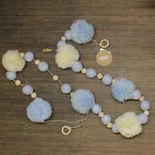 NWT Mud Pie Ivory and Blue Pom-Pom Garland. 12000101B