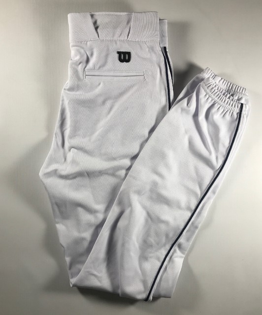 Wilson Men's Adult Pro Issue White Navy Blue Piping Baseball Pants