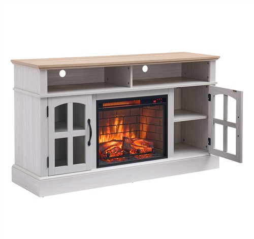 Farmhouse TV Stand Media Console Cabinet w/ 23'' Fireplace for TVs Up to 70'' - Picture 10 of 13
