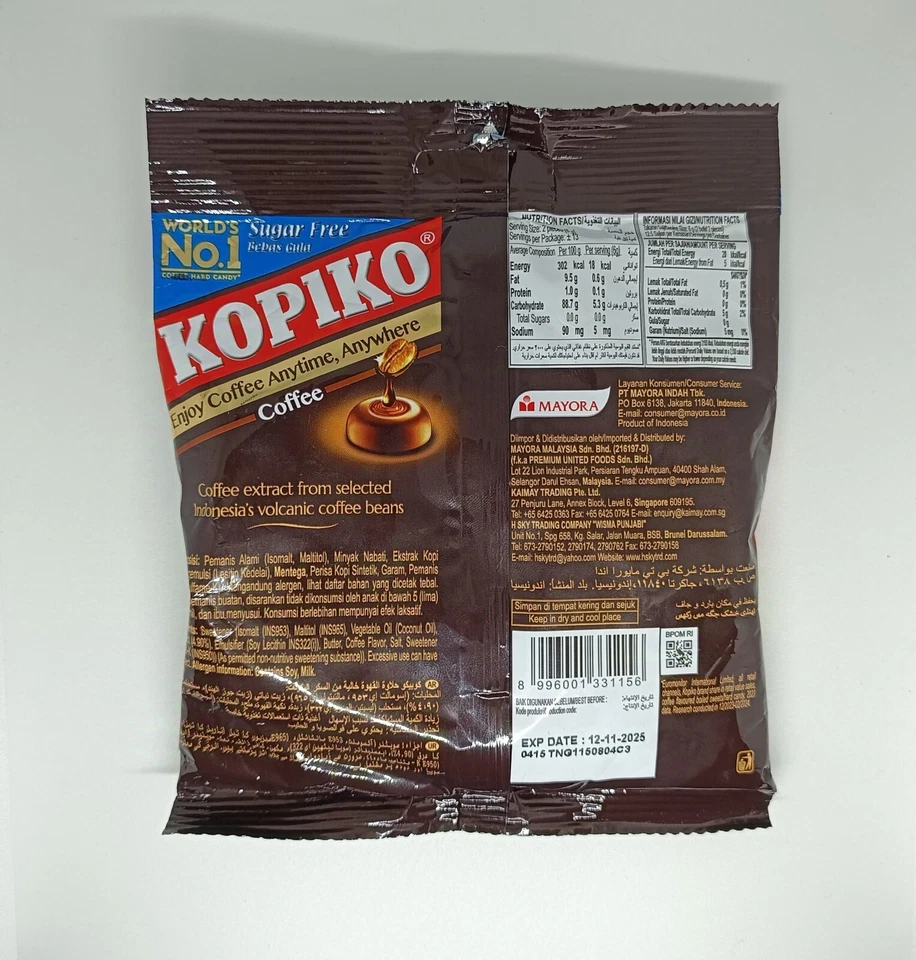 Kopiko Sugar Free Coffee Hard Candy Original Real Coffee  1 x 75g  - Image 3 of 3
