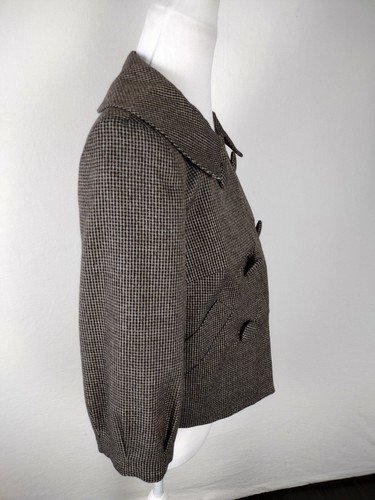 larry levine Womans Sz 4p Brown & Black Small Check Lt Weight Jacket S91 - Afbeelding 6 van 14