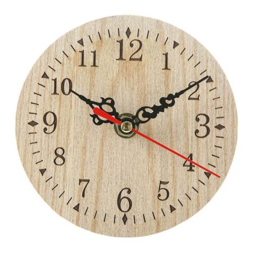 Horloge de table ronde en bois style vintage chiffres silencieux d��coration de - Photo 1/1