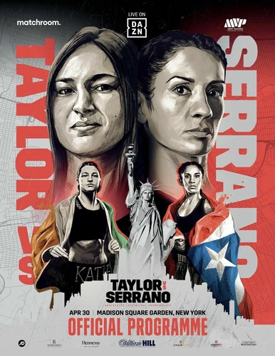 KATIE TAYLOR Ireland v AMANDA SERRANO Puerto Rico 2022 Official programm BOXING
