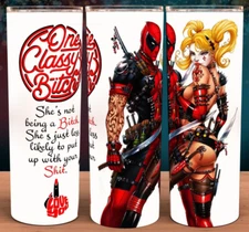 Harley Quinn and Deadpool One Classy Bitch Cup Mug Tumbler 20 oz