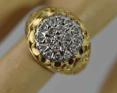 2.5CT Lab Created 14K Yellow Gold Finish 925 Men's Kentucky Cluster Diamond Ring
