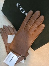 189 New COACH Logo Limited Edition Brown Leather Wool Men Gloves