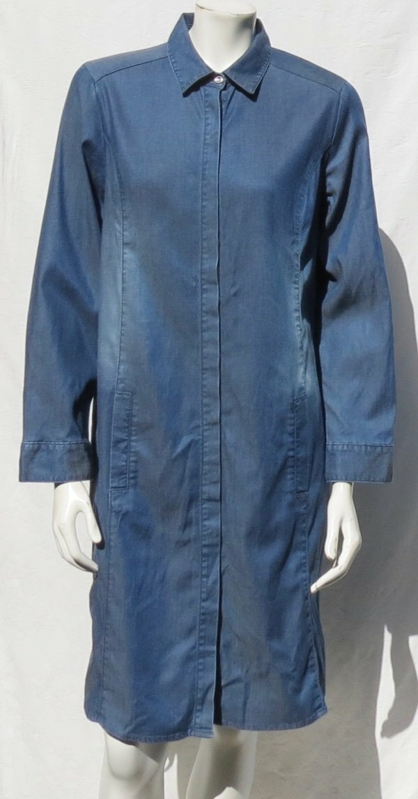 chicos denim shirt dress CHICO'S Chic Blue Lyocell Long Sleeves Knee 1 US M 8 10 EUC Calvin Klein Long Chiffon Color:Sheer Black Hemp denim Mom-M Made with Chico’s classic