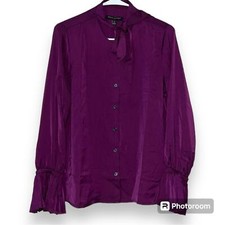 BANANA REPUBLIC size small purple button up tie front blouse long sleeve light