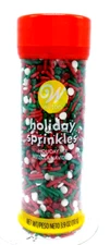 2 Pc WILTON HOLIDAY SPRINKLES HOLIDAY MIX RED Green WHITE 3.9oz.