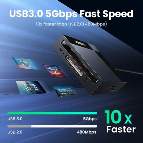 UGREEN Card Reader 4-in-1 USB3.0/USB-C SD Micro SD TF CF Adapter For Laptop PC - Picture 3 of 12