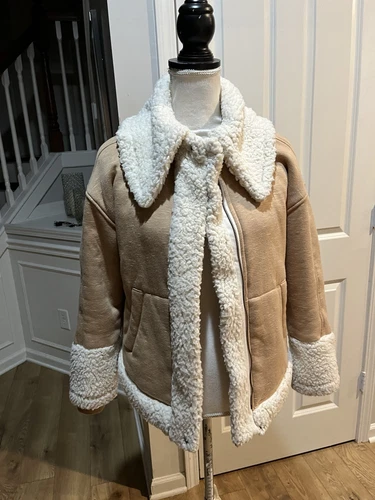 ALEXANDER MCQUEEN Giacca CABI 3908 McQueen marrone finto shearling full zip taglia small