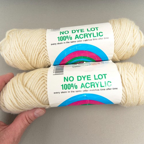 Natura Yarn Acrylic 4 Ply Worsted Ivory Fisherman 2 Skeins Knit Crochet - Picture 5 of 8