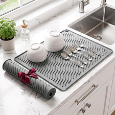 2 Pack Silicone Dish Drying Mat for Kitchen Counter, 17.7" x 13.8" Drying Matt