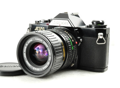 CANON AV-1 av-1 Black with/NFD 50mm Lens 35-70mm 1:3 SLR CAMERA Near Mint tested