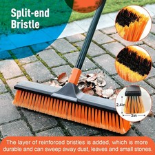 Upgrade Garden Broom,Yard Brush Heavy Duty Outdoor(17.7in) | 66in Rust Resistant