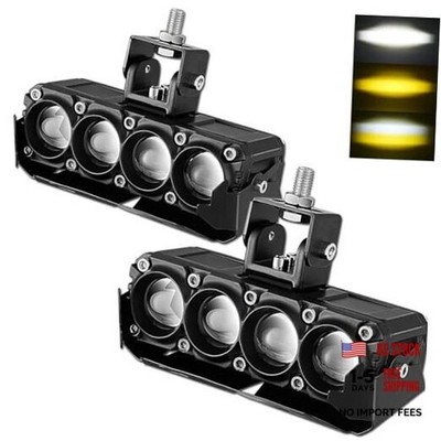 Motorcycle Fog Lights, 80W 8000LM Dual Color White Amber Driving Auxiliary Pod
