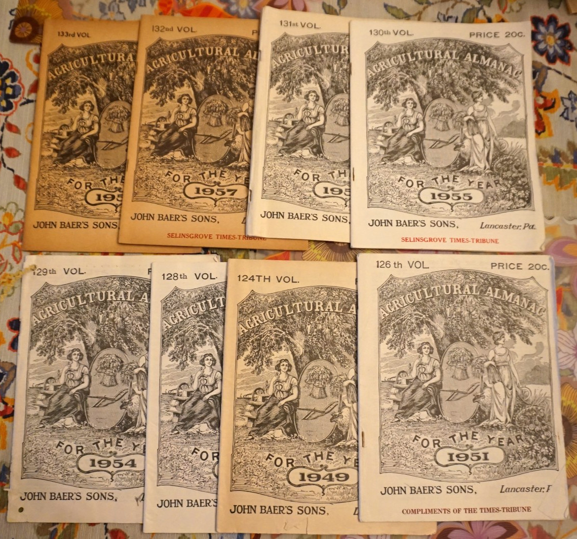 Lot of 22 Antique Baer's Agricultural Almanacs 1953-1974 Lancaster, Pa  Scarce