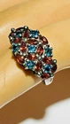 Vintage STS Sterling Silver London Blue Topaz & Garnet Marquise Ring Size 5