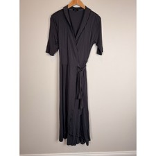 Quince Tencel Jersey Minimalist Stretch Midi Wrap Dress Size Large Gray