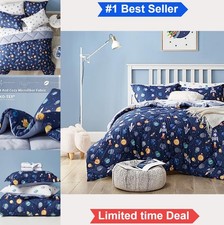 Kids Bedding Set Queen Size 7 Piece Space Themed Comforter Set Microfiber