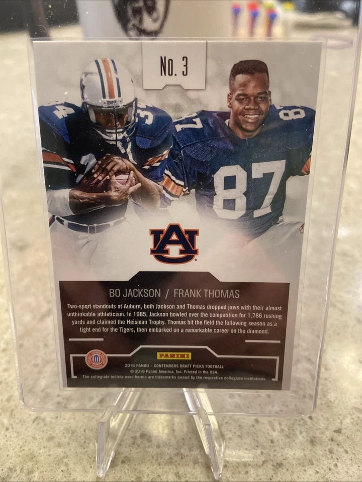 2016 Panini Draft Picks Collegiate Connection #3 Bo Jackson, Frank Thomas Auburn - Image 2 of 4