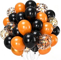 Halloween Deko Luftballons Schwarz Orange 60 StüCk 12 Zoll Latex Konfetti Party